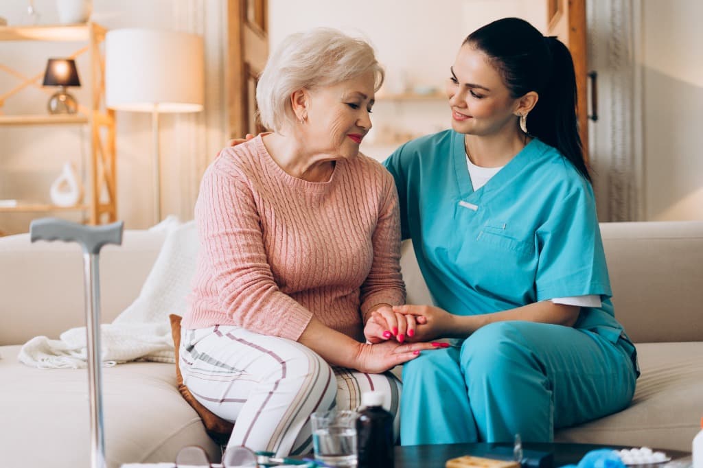 Clinician reviewing a patient's disease-specific care plan
